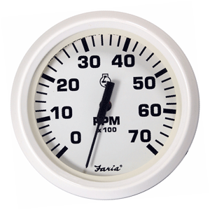 Faria Beede Instruments Faria Dress White 4" Tachometer - 7000 RPM (Gas) (All Outboards) - 33104