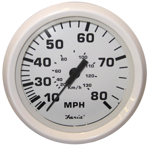 Faria Beede Instruments Faria Dress White 4" Speedometer - 80MPH (Pitot) - 33113