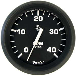 Faria Beede Instruments Faria Euro Black 4" Tachometer - 4000 RPM (Diesel) (Mechanical Takeoff) - 32842
