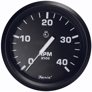Faria Beede Instruments Faria Euro Black 4" Tachometer - 4000 RPM (Diesel - Magnetic Pick-Up) - 32803