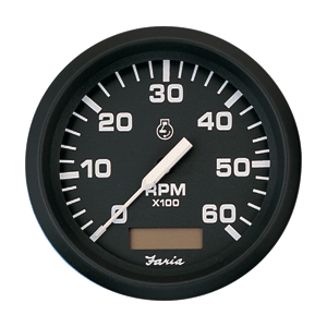 Faria Beede Instruments Faria Euro Black 4" Tachometer w/Hourmeter - 6,000 RPM (Gas - Inboard) - 32832