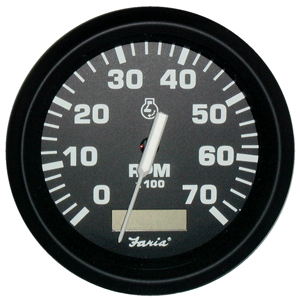 Faria Beede Instruments Faria Euro Black 4" Tachometer w/Hourmeter - 7,000 RPM (Gas - Outboard) - 32840