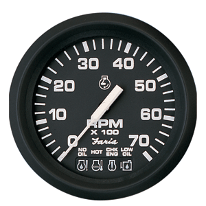 Faria Beede Instruments Faria Euro Black 4" Tachometer w/Systemcheck 7000 RPM (Gas) f/ Johnson / Evinrude Outboard) - 32850