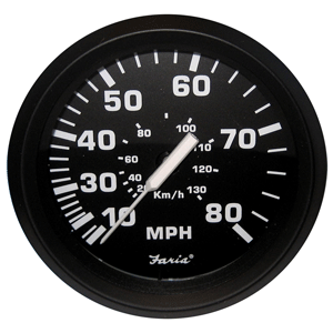 Faria Beede Instruments Faria Euro Black 4" Speedometer - 80MPH (Pitot) - 32812