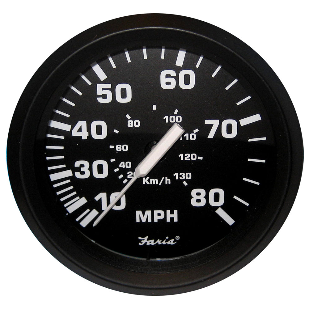 Faria Beede Instruments Faria Euro Black 4" Speedometer - 80MPH (Pitot) - 32812