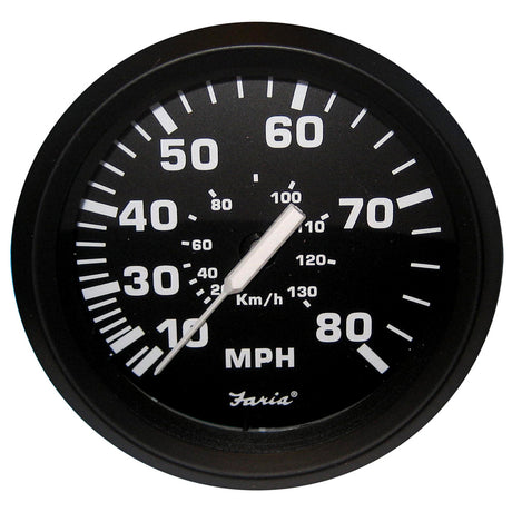 Faria Beede Instruments Faria Euro Black 4" Speedometer - 80MPH (Pitot) - 32812