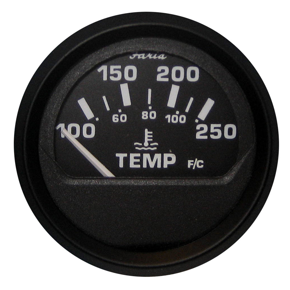 Medidor de temperatura del agua Faria Euro Black de 2" (100-250 grados F) [12812]