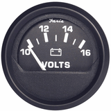 Faria Beede Instruments Faria Euro Black 2" Voltmeter (10-16 V) - 12821