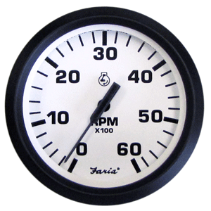 Faria Beede Instruments Faria Euro White 4" Tachometer - 6000 RPM (Gas) (Inboard &amp; I/O) - 32904