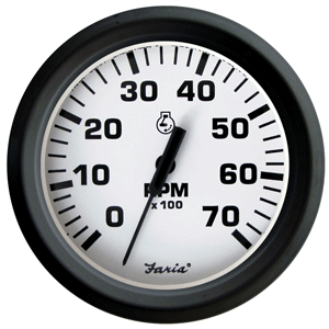 Faria Beede Instruments Faria Euro White 4" Tachometer 7000 RPM (Gas) (Outboards) - 32905