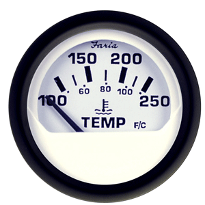 Faria Beede Instruments Faria Euro White 2" Water Temperature Gauge (100-250°F) - 12904
