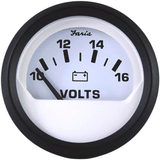 Faria Beede Instruments Faria Euro White 2" Voltmeter (10-16 VDC) - 12911