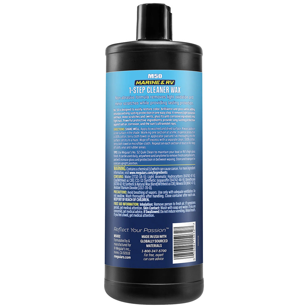Meguiar's #50 Cera limpiadora para barcos/caravanas, líquida, 32 oz [M5032]