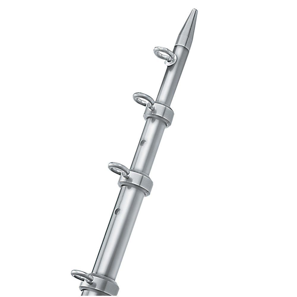 TACO Marine TACO 8' Center Rigger Pole - Silver w/Silver Rings & Tip - 1-1/8" Butt End Diameter - OC-0422VEL8