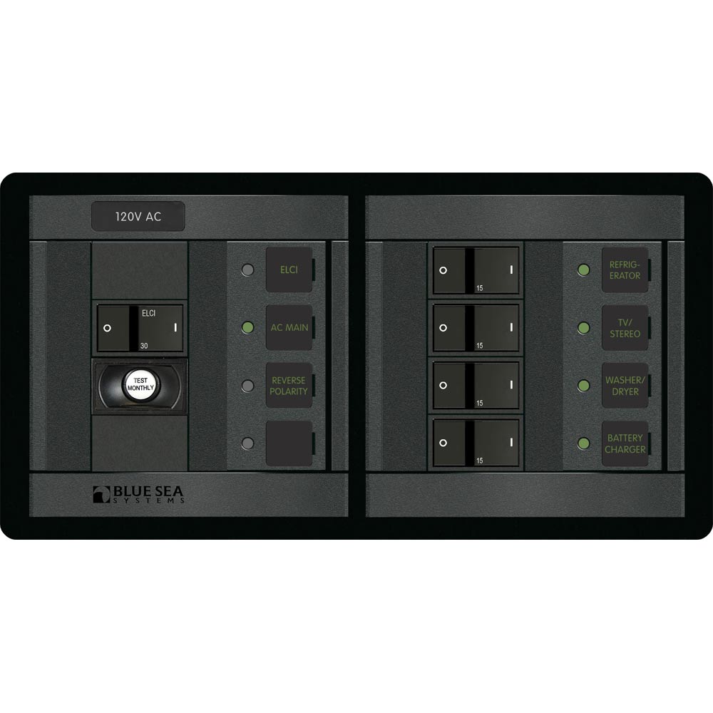 Blue Sea Systems Blue Sea 1193 ELCI Main 30A Double Pole + 4 Positions Horizontal