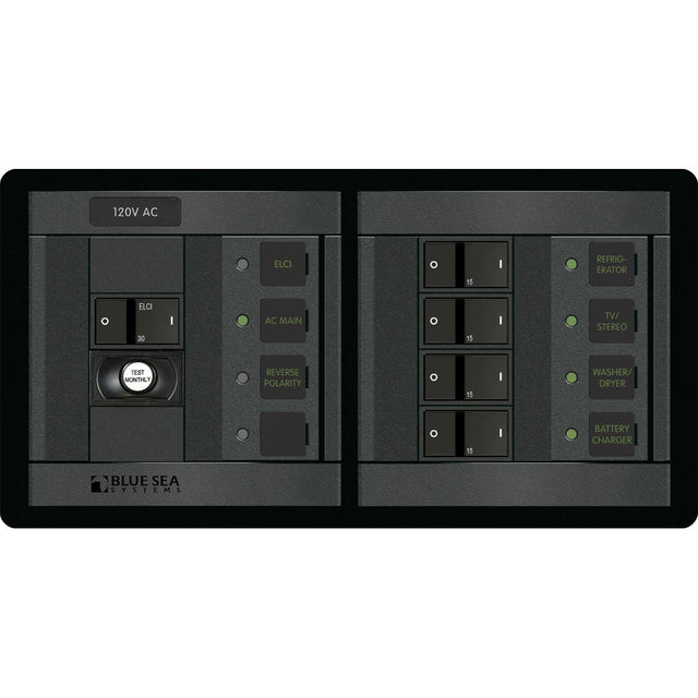 Blue Sea Systems Blue Sea 1193 ELCI Main 30A Double Pole + 4 Positions Horizontal