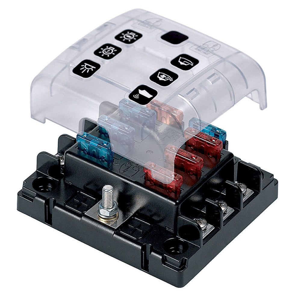 BEP Marine BEP ATC Six Way Fuse Holder & Screw Terminals w/Cover & Link - ATC-6W
