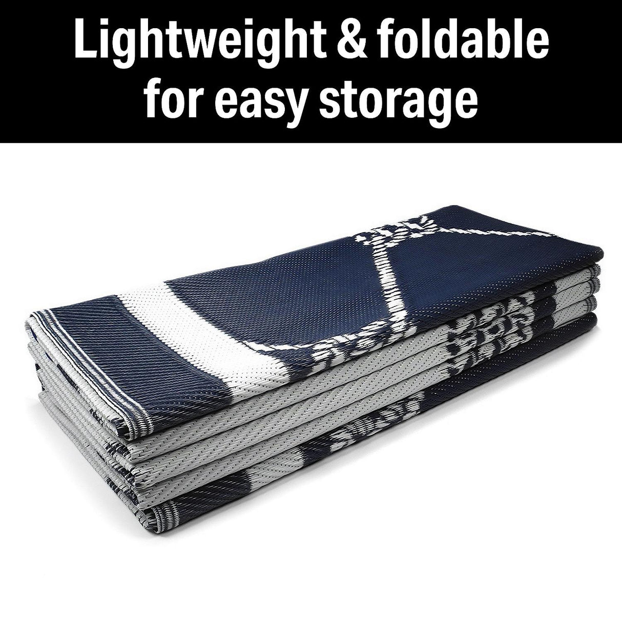 FulTyme RV 6064 Outdoor Patio Mat, Blue/White, 6' x 9' - 6 X 9 BLUE/WHITE - official FulTyme RV product image 6