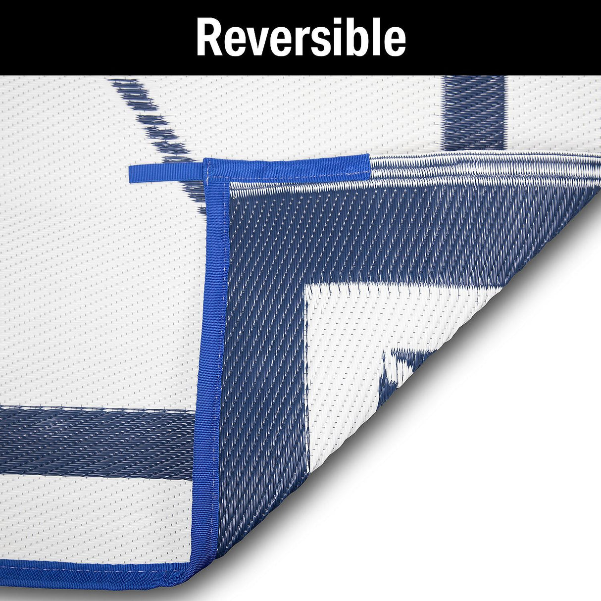 FulTyme RV 6064 Outdoor Patio Mat, Blue/White, 6' x 9' - 6 X 9 BLUE/WHITE - official FulTyme RV product image 5