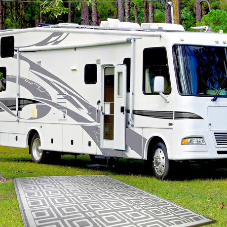 FulTyme RV 6067 Outdoor Patio Mat, Grey/Light Tan, 6' x 9' - 6 X 9 TOUPE/LIGHT GREY - official FulTyme RV product image 8