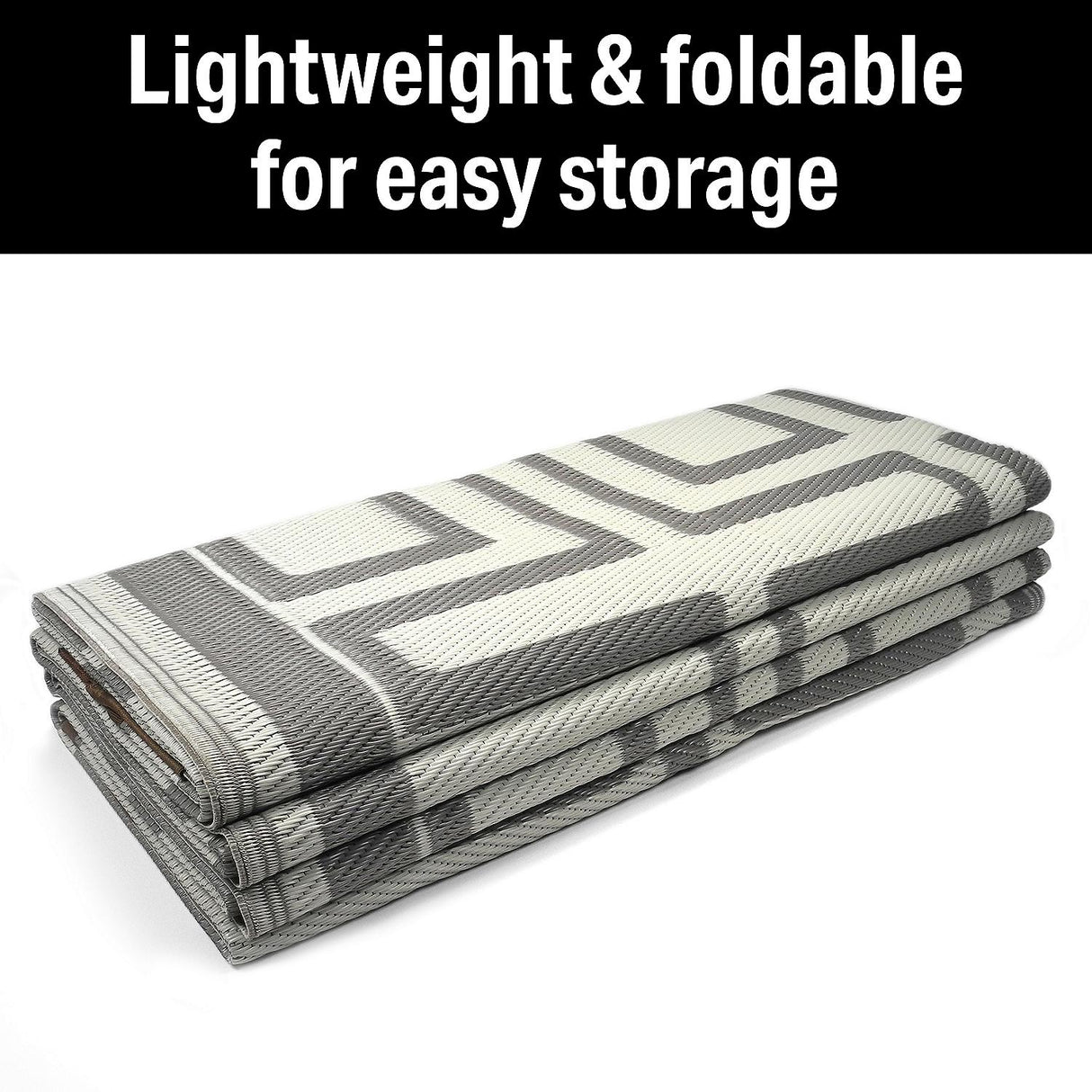 FulTyme RV 6067 Outdoor Patio Mat, Grey/Light Tan, 6' x 9' - 6 X 9 TOUPE/LIGHT GREY - official FulTyme RV product image 4