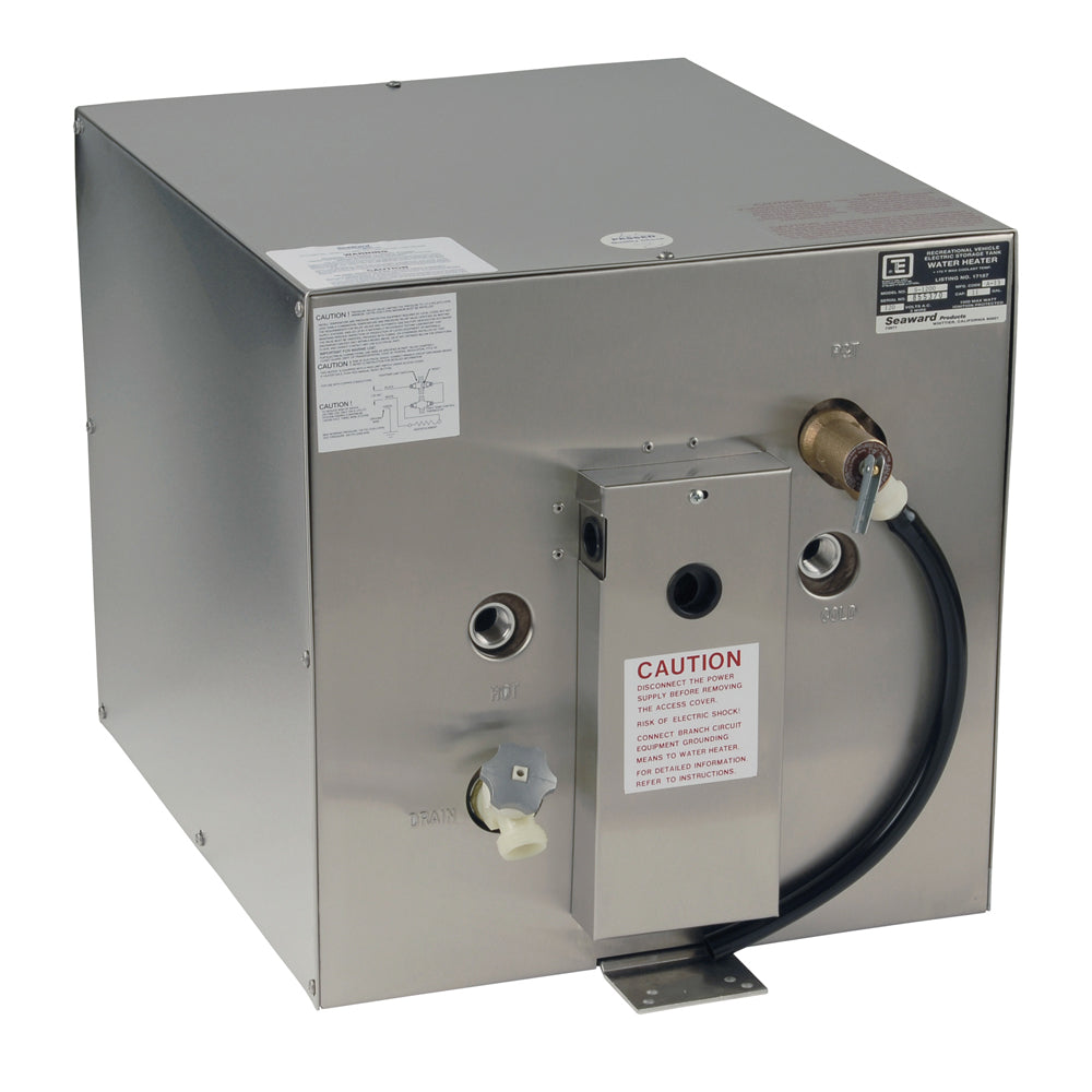 Calentador de agua caliente Whale Seaward de 11 galones con intercambiador de calor trasero - Acero inoxidable - 120 V - 1500 W [S1200]