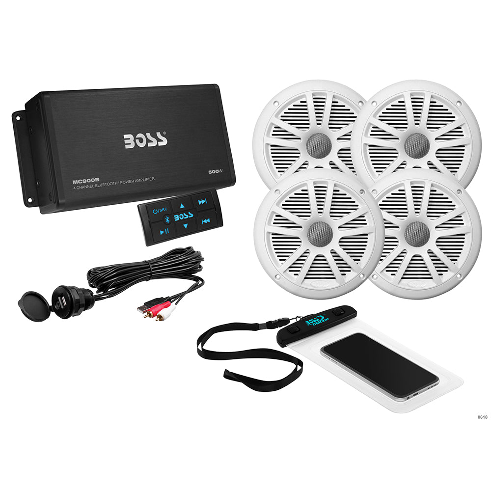 Boss Audio ASK904B.64 Amplificador de 4 canales 2 pares de altavoces de 6,5" - Blanco [ASK904B.64]