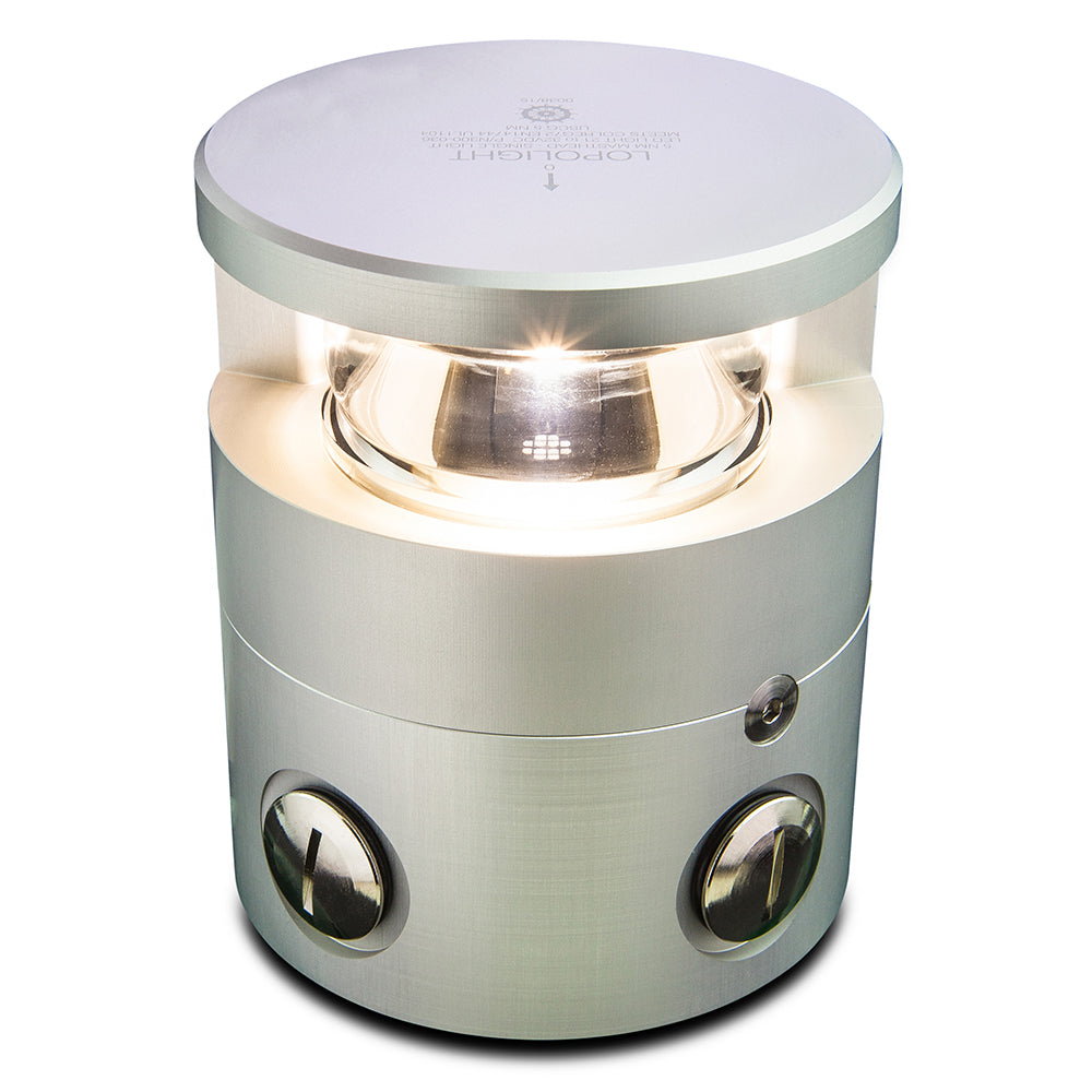 Lopolight Series 300-036 - Luz de mástil - 5NM - Montaje horizontal - Blanco - Carcasa plateada [300-036]