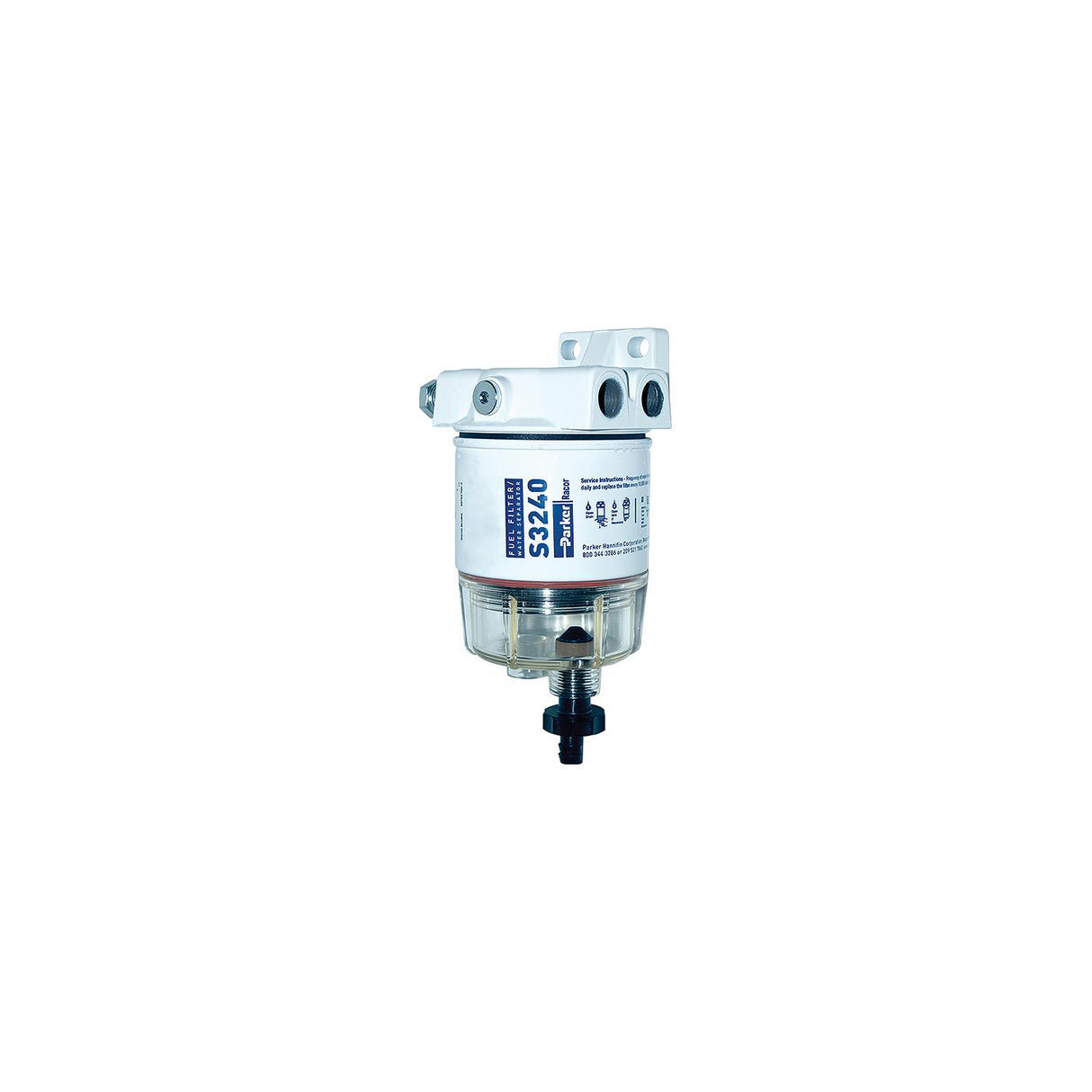 Racor 10 Micron Gas Spin-On Fuel/Water Seperator With Clear Bowl for Outboards - 120R-RAC-01