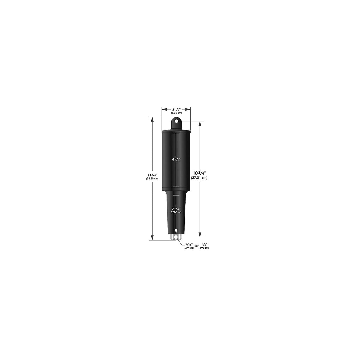Lenco 101XD Extreme Duty Actuator - 12V - 2 1/4" Stroke - 3/8" Hardware [15056-001] - official Lenco product image 3