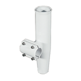 Lee's Tackle Lee's Clamp-On Rod Holder - White Aluminum - Horizontal Mount - Fits 1.900" O.D. Pipe - RA5204WH