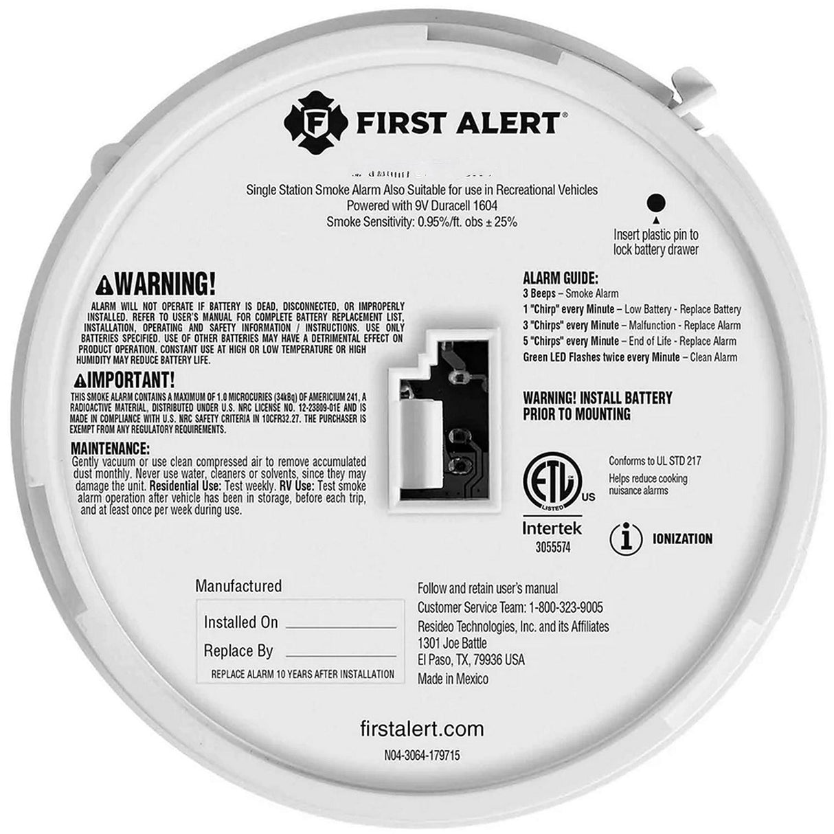 First Alert 1046846 RV Approved Battery-Operated Smoke Alarm - image 1