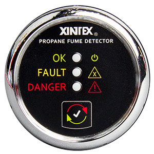 Fireboy-Xintex Propane Fume Detector w/Plastic Sensor - No Solenoid Valve - Chrome Bezel Displa - P-1C-R