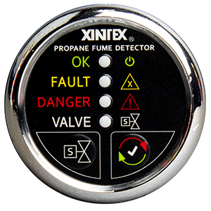 Fireboy-Xintex Propane Fume Detector w/Plastic Sensor &amp; Solenoid Valve - Chrome Bezel Display - P-1CS-R