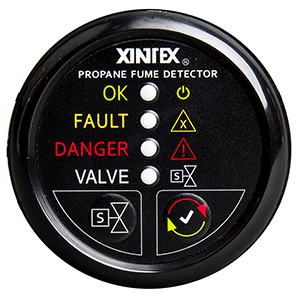Fireboy-Xintex Propane Fume Detector w/Automatic Shut-Off &amp; Plastic Sensor - No Solenoid Valve - Black Bezel Display - P-1BNV-R