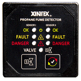 Fireboy-Xintex Propane Fume Detector &amp; Alarm w/2 Plastic Sensors &amp; Solenoid Valve - Square Black Bezel Display - P-2BS-R