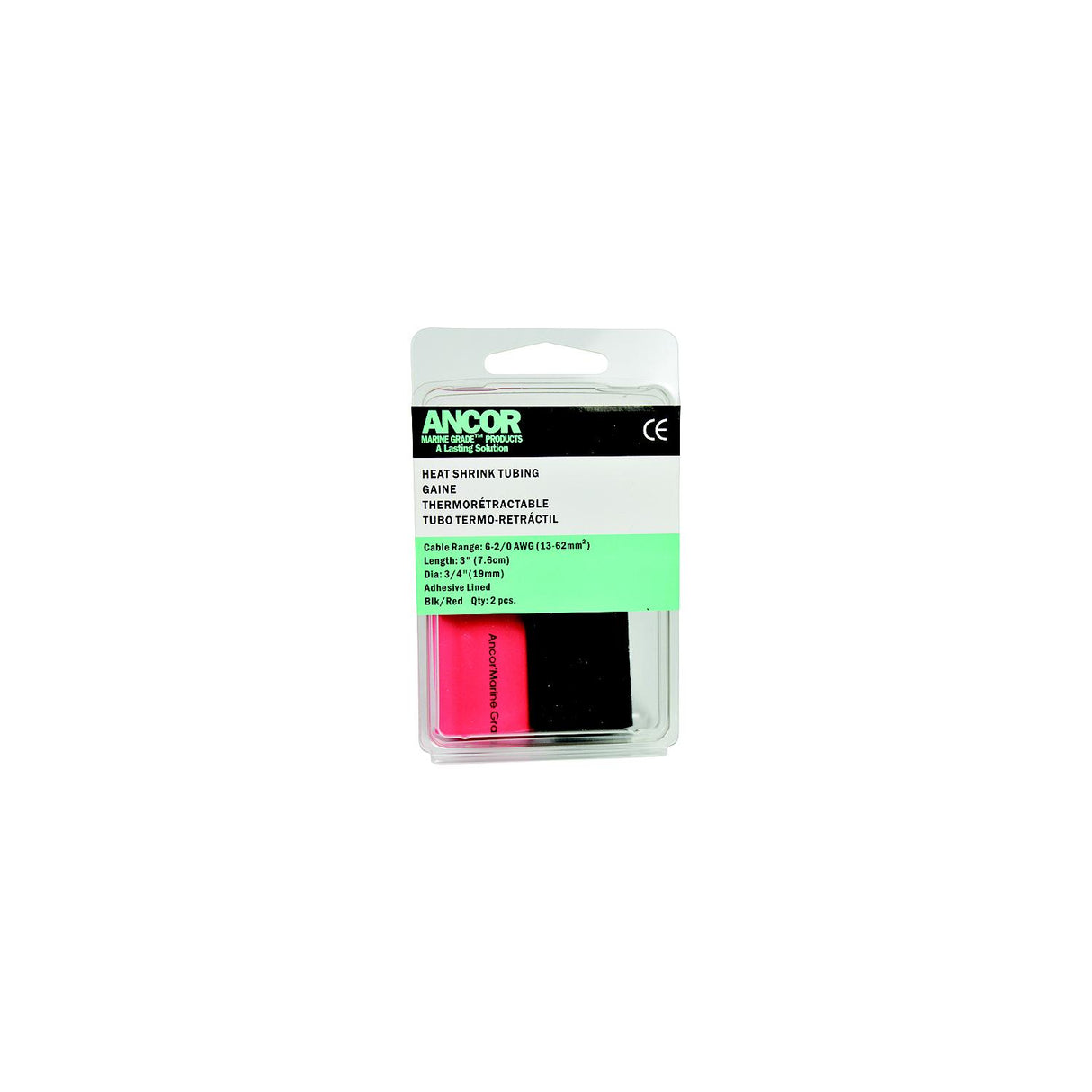 Ancor Adhesive Lined Heat Shrink Tubing (ALT) - 3/4" x 3" - 2-Pack - Black/Red [306602] - official Ancor product image 2