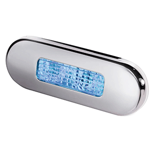 Hella Marine Surface Mount Oblong LED Courtesy Lamp - Blue LED - Stainless Steel Bezel - 980869601