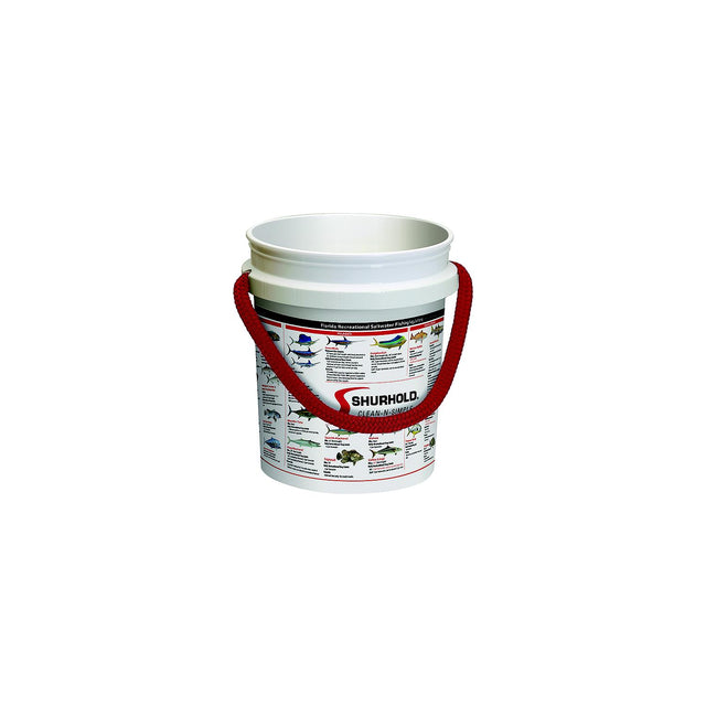 Shurhold 2451FFR Rope Handle Bucket, 5 Gal., White w/Florida Fishing Regulations Graphics - image 1