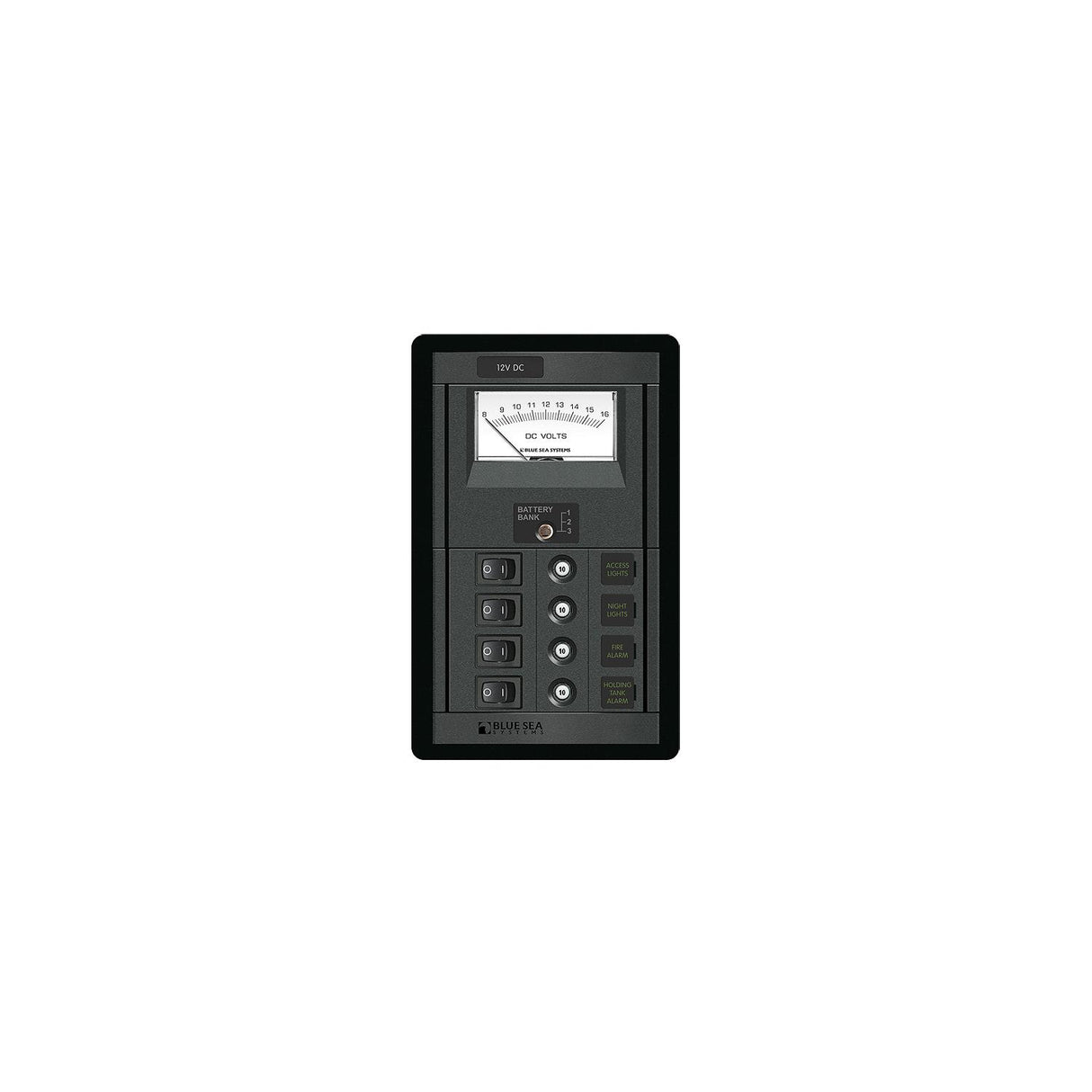 Blue Sea Systems 1459 4 Position Switch CLB + Meter Vertical Panel - 1459-BSS - image 1