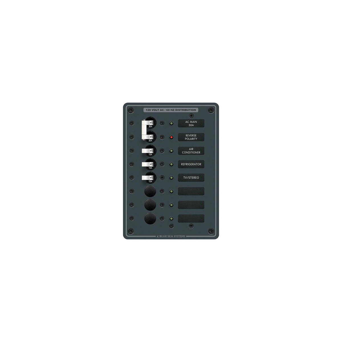 Blue Sea 8027 AC Main +6 Position Breaker Panel - White Switches [8027] - official Blue Sea Systems product image 2
