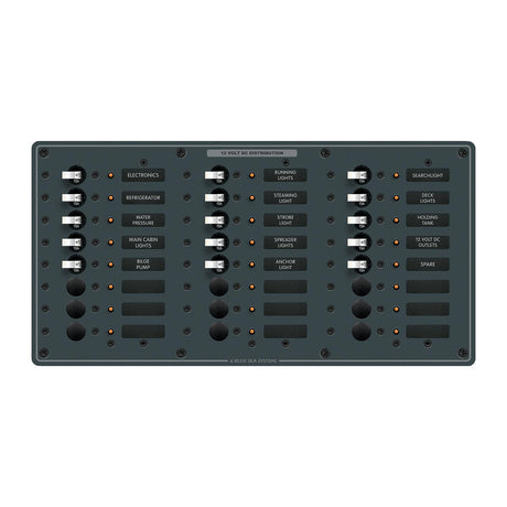 Blue Sea Systems 8264 Traditional Metal DC Circuit Breaker Panel - 24 Positions - 8264-BSS - image 1