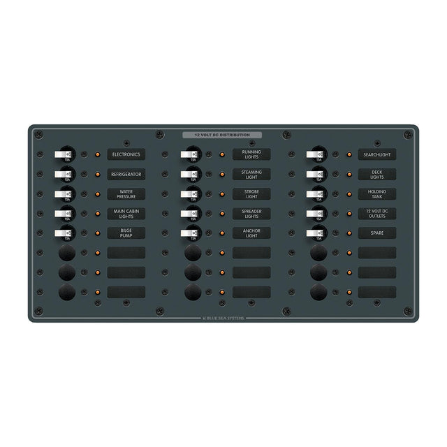 Blue Sea Systems 8264 Traditional Metal DC Circuit Breaker Panel - 24 Positions - 8264-BSS - image 1