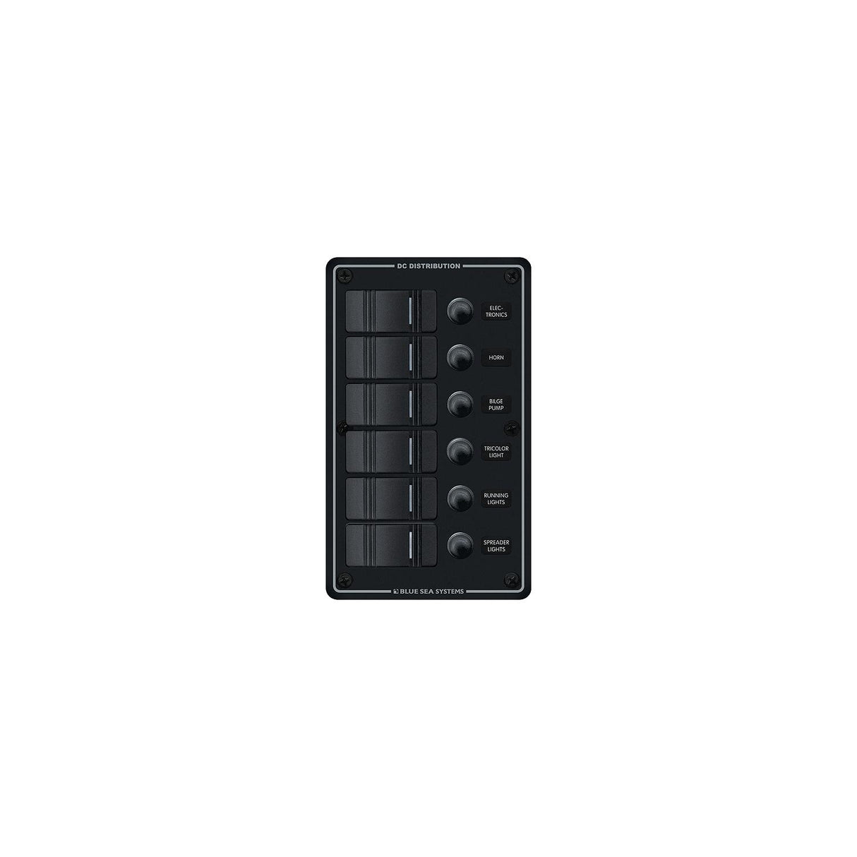 Blue Sea 8373 Water Resistant 6 Position - Black - Vertical Mount Panel [8373] - official Blue Sea Systems product image 2