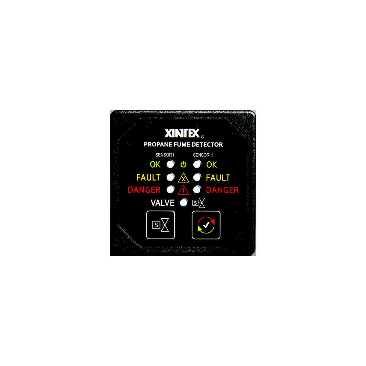 Fireboy-Xintex Propane Fume Detector Alarm w/2 Plastic Sensors Solenoid Valve - Square Black Bezel Display [P-2BS-R] - official Fireboy-Xintex product image 2