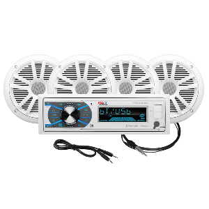 Boss Audio MCK632WB.64 Marine Stereo &amp; 2 Pairs of 6.5" Speaker Kit - White
