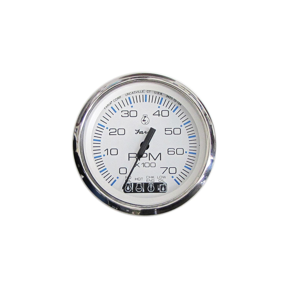 Faria Chesapeake White SS 4" Tachometer w/Systemcheck Indicator - 7000 RPM (Gas) (Johnson/Evinrude Outboard) [33850] - official Faria Beede Instruments product image 2