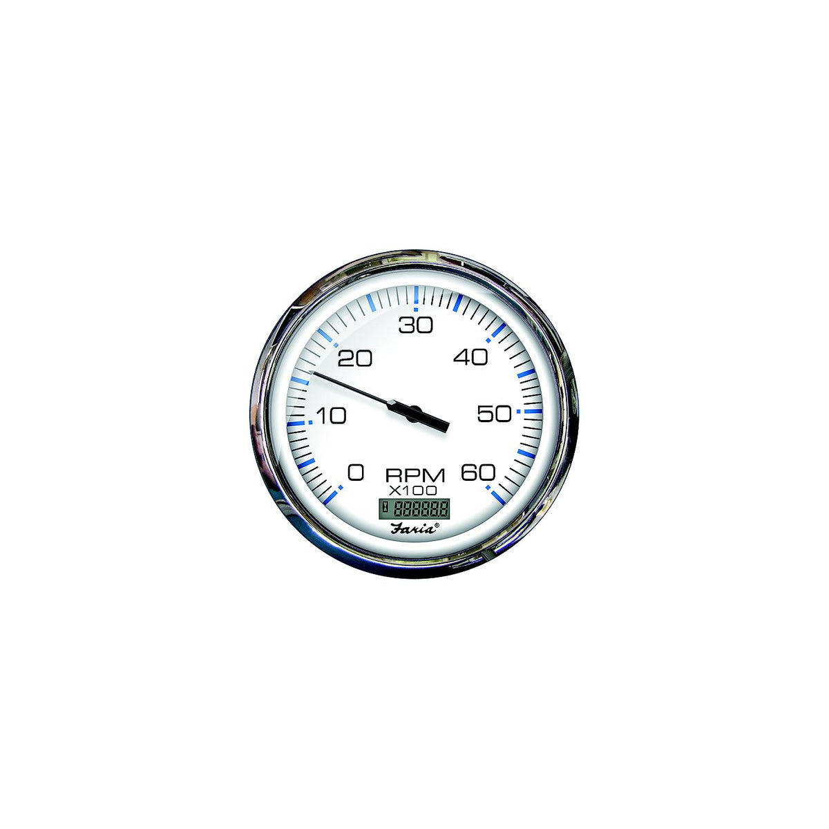 Faria Chesapeake White SS 5" Tachometer w/Digital Hourmeter - 6000 RPM (Gas) (Inboard) [33863] - official Faria Beede Instruments product image 2