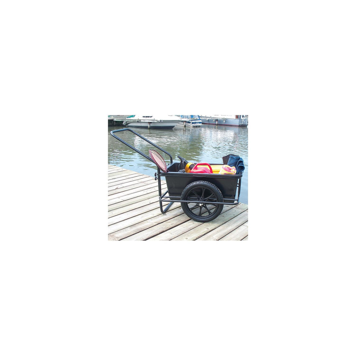 Dock Edge DE90605F Powder Coated Steel Frame iCart Dock Cart With Removable Poly Bucket & Solid Tires - DE90605F