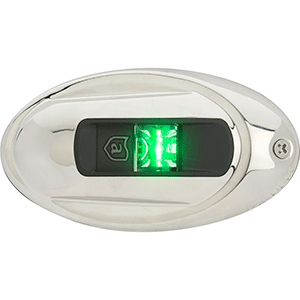 Attwood Marine Attwood LightArmor Vertical Surface Mount Navigation Light - Oval - Starboard (green) - Stainless Steel - 2NM - NV4012SSG-7